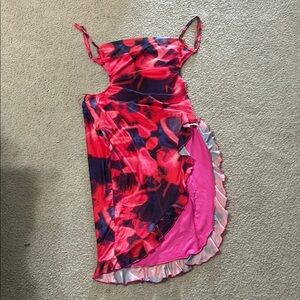 Fashion Nova Red and Black Backless Dress